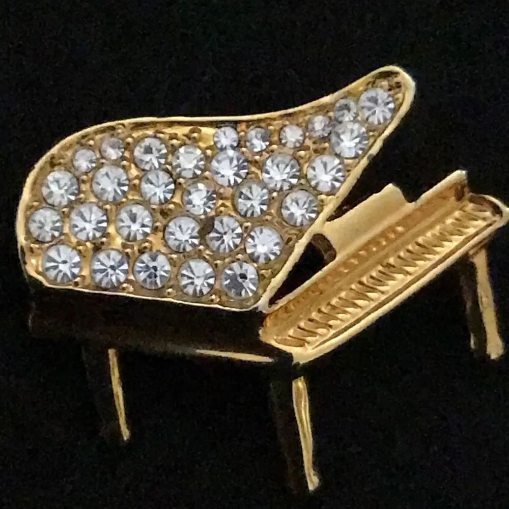 Brooch vintage rhinestone piano by Rucinni